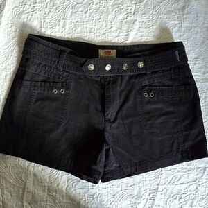 Route 66 Jean Shorts Size 13/14 Black Square Pockets Y2k 90's Rivet Snap Button